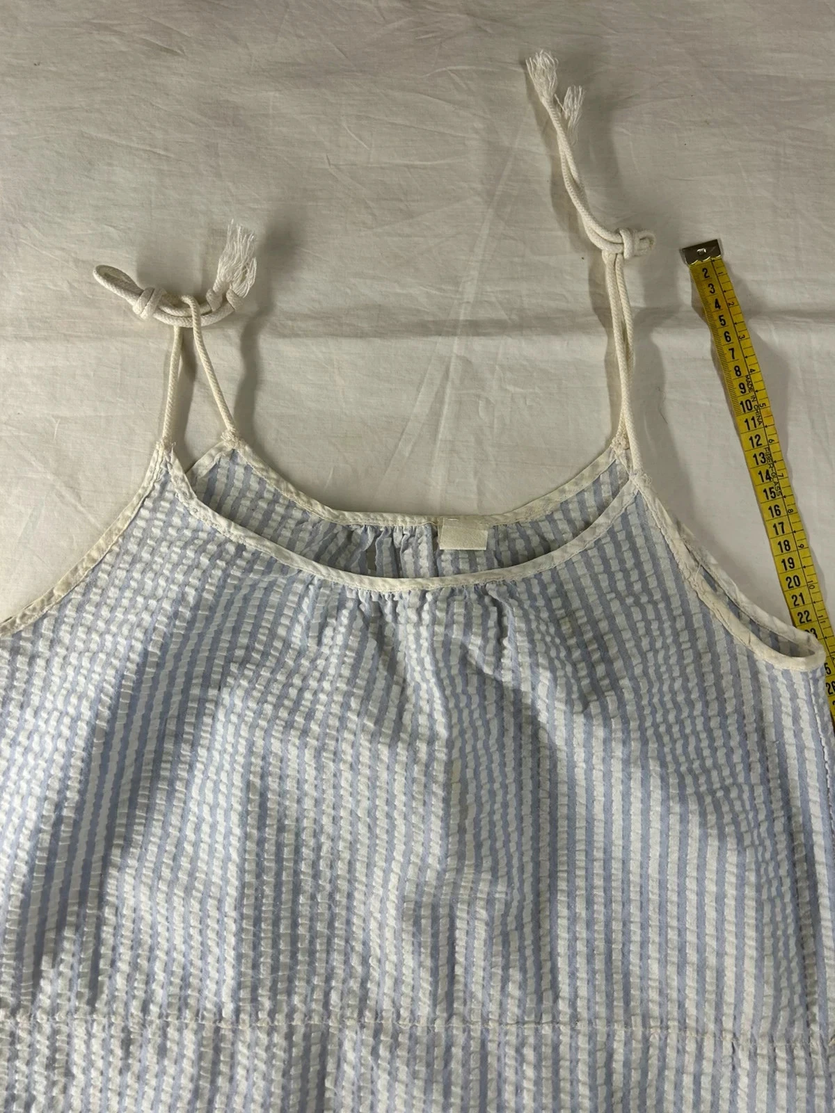 Casual zomerjurk met lichtblauwe en witte strepen vintage maat L – photo 3